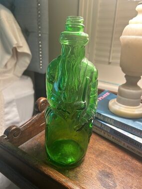 Green Decorative Glass Bottle Sculpture - Home Art